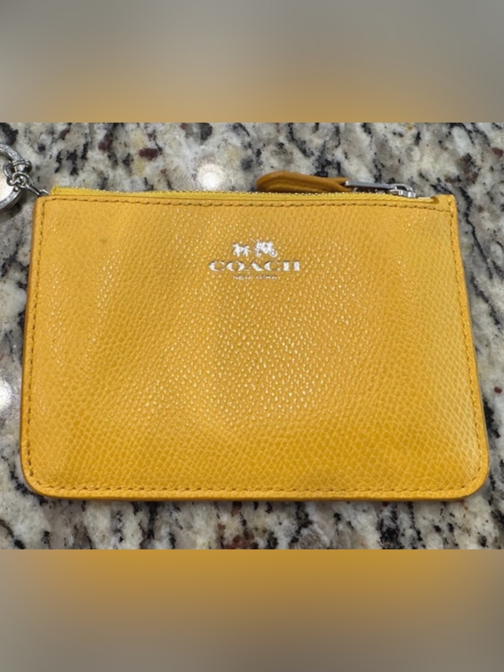 Coach Yellow Leather Zip Card Holder